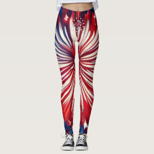 Amerika's 250e verjaardag 1776-2026 RWB-Vuurwerk Leggings