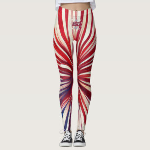 Amerika's 250e verjaardag 1776-2026 RWB-Vuurwerk Leggings