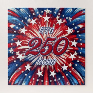 Amerika's 250e Verjaardag 1776-2026 RWB-Vuurwerk Legpuzzel