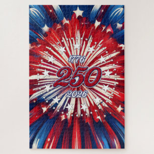Amerika's 250e verjaardag 1776-2026 RWB-Vuurwerk Legpuzzel