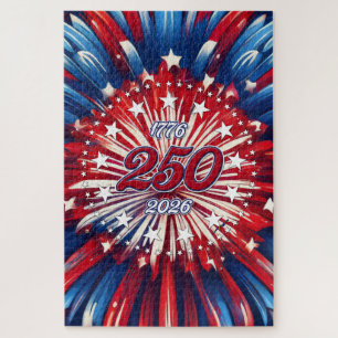 Amerika's 250e verjaardag 1776-2026 RWB-Vuurwerk Legpuzzel