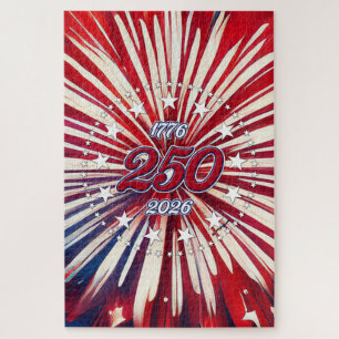 Amerika's 250e verjaardag 1776-2026 RWB-Vuurwerk Legpuzzel