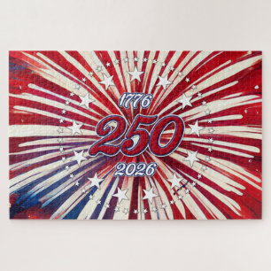 Amerika's 250e verjaardag 1776-2026 RWB-Vuurwerk Legpuzzel