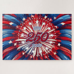 Amerika's 250e verjaardag 1776-2026 RWB-Vuurwerk Legpuzzel