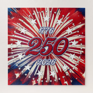 Amerika's 250e Verjaardag 1776-2026 RWB-Vuurwerk Legpuzzel