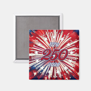 Amerika's 250e verjaardag 1776-2026 RWB-Vuurwerk Magneet