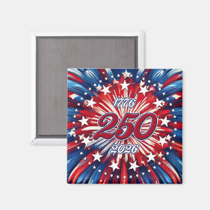 Amerika's 250e Verjaardag 1776-2026 RWB-Vuurwerk Magneet