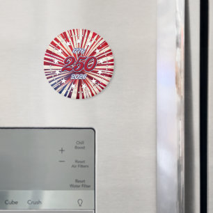 Amerika's 250e Verjaardag 1776-2026 RWB-Vuurwerk Magneet