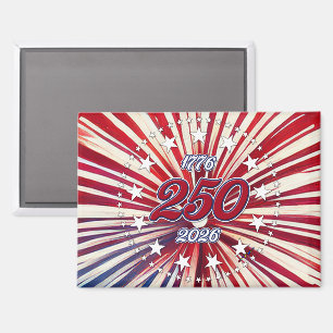 Amerika's 250e Verjaardag 1776-2026 RWB-Vuurwerk Magneet