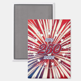 Amerika's 250e verjaardag 1776-2026 RWB-Vuurwerk Magneet