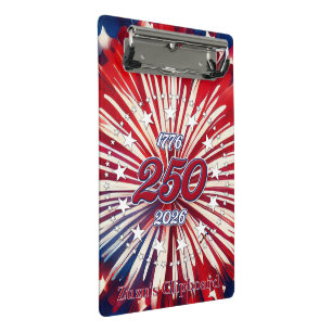 Amerika's 250e Verjaardag 1776-2026 RWB-Vuurwerk Mini Klembord