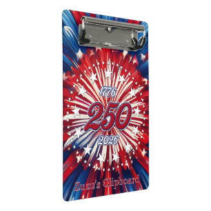 Amerika's 250e Verjaardag 1776-2026 RWB-Vuurwerk Mini Klembord