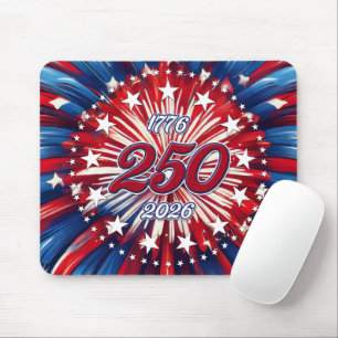 Amerika's 250e Verjaardag 1776-2026 RWB-Vuurwerk Muismat