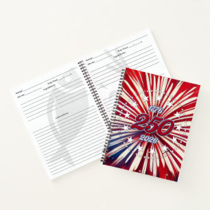 Amerika's 250e Verjaardag 1776-2026 RWB-Vuurwerk Notitieboek