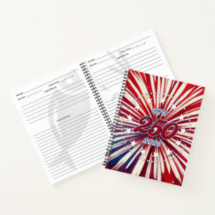 Amerika's 250e Verjaardag 1776-2026 RWB-Vuurwerk Notitieboek
