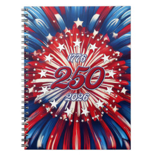 Amerika's 250e verjaardag 1776-2026 RWB-Vuurwerk Notitieboek