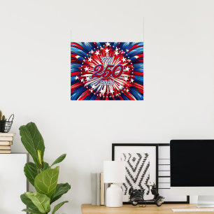 Amerika's 250e verjaardag 1776-2026 RWB Vuurwerk P Poster