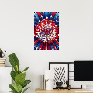 Amerika's 250e verjaardag 1776-2026 RWB Vuurwerk P Poster