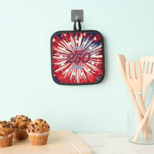 Amerika's 250e verjaardag 1776-2026 RWB-Vuurwerk Pannenlap