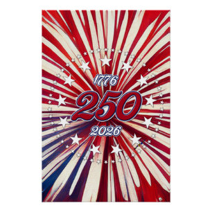 Amerika's 250e verjaardag 1776-2026 RWB-Vuurwerk Perfect Poster