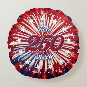 Amerika's 250e verjaardag 1776-2026 RWB-vuurwerk Rond Kussen