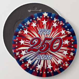 Amerika's 250e verjaardag 1776-2026 RWB-Vuurwerk Ronde Button 6,0 Cm