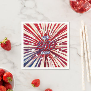 Amerika's 250e verjaardag 1776-2026 RWB-Vuurwerk Servet