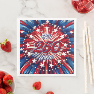 Amerika's 250e verjaardag 1776-2026 RWB-Vuurwerk Servet