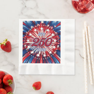Amerika's 250e verjaardag 1776-2026 RWB-Vuurwerk Servet