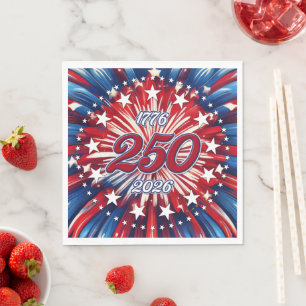 Amerika's 250e verjaardag 1776-2026 RWB-Vuurwerk Servet