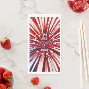 Amerika's 250e Verjaardag 1776-2026 RWB-Vuurwerk Servet