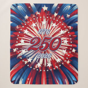 Amerika's 250e verjaardag 1776-2026 RWB-Vuurwerk Sherpa Deken