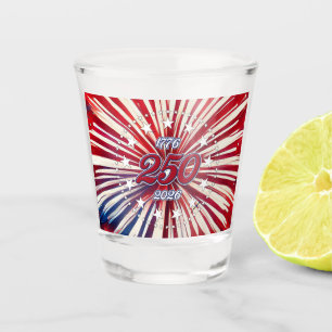 Amerika's 250e verjaardag 1776-2026 RWB-Vuurwerk Shot Glas