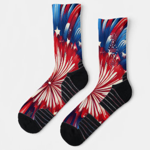 Amerika's 250e Verjaardag 1776-2026 RWB-Vuurwerk Sokken