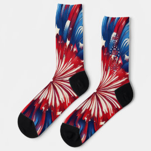 Amerika's 250e verjaardag 1776-2026 RWB-Vuurwerk Sokken