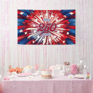 Amerika's 250e verjaardag 1776-2026 RWB-vuurwerk Spandoek