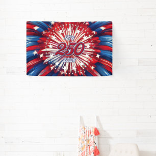 Amerika's 250e Verjaardag 1776-2026 RWB-Vuurwerk Spandoek