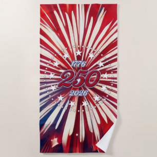 Amerika's 250e verjaardag 1776-2026 RWB-Vuurwerk Strandlaken