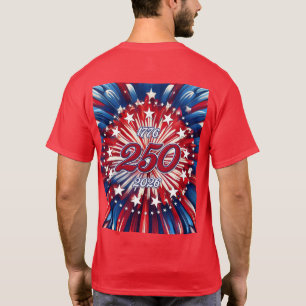 Amerika's 250e Verjaardag 1776-2026 RWB-Vuurwerk T-shirt