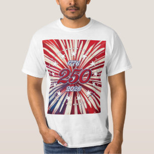 Amerika's 250e verjaardag 1776-2026 RWB-Vuurwerk T-shirt