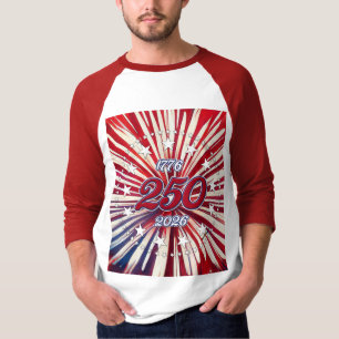 Amerika's 250e verjaardag 1776-2026 RWB-Vuurwerk T-shirt