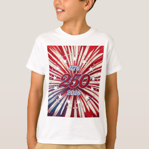 Amerika's 250e verjaardag 1776-2026 RWB-Vuurwerk T-shirt