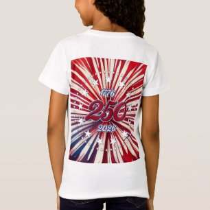 Amerika's 250e verjaardag 1776-2026 RWB-Vuurwerk T-shirt