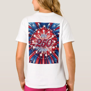 Amerika's 250e verjaardag 1776-2026 RWB-Vuurwerk  T-shirt
