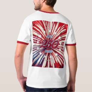 Amerika's 250e verjaardag 1776-2026 RWB-Vuurwerk T-shirt