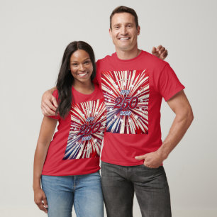 Amerika's 250e verjaardag 1776-2026 RWB-Vuurwerk T-shirt