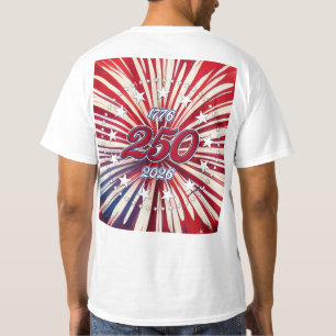 Amerika's 250e verjaardag 1776-2026 RWB-Vuurwerk T-shirt