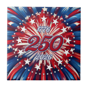 Amerika's 250e verjaardag 1776-2026 RWB-Vuurwerk Tegeltje