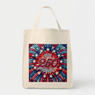 Amerika's 250e verjaardag 1776-2026 RWB-Vuurwerk Tote Bag