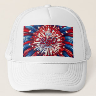Amerika's 250e Verjaardag 1776-2026 RWB-Vuurwerk Trucker Pet